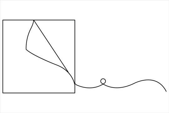 Continuous one line drawing of document with folded corner vector illustration