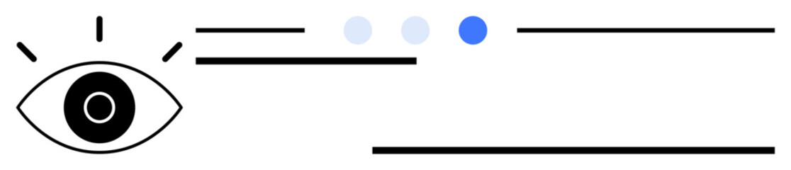Poster - eye graphic with radiating lines, progress dots, and minimal lines. ideal for vision, focus, progres