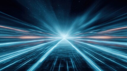 Aufkleber - Dynamic light rays converge toward a bright center, creating a futuristic and abstract scene.