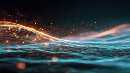 Aufkleber - Abstract representation of flowing water with vibrant colors and light reflections, creating a dynamic and serene atmosphere.