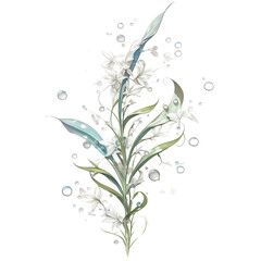 Aufkleber - A stunning flower adorned with water droplets sparkling under natural light on a clean white background.