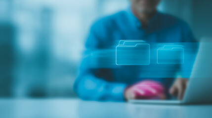 Poster - Digital Data and Security: Illustrating the concept of secure digital data management and the crucial role of online privacy, showing secure information storage.