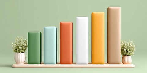 Aufkleber - A stylized bar graph showing engagement growth in muted tones