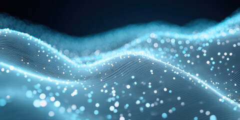 Aufkleber - Digital wave with glowing particles and flowing lines, futuristic technology background with holographic data stream effect