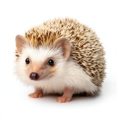 Poster - Adorable Hedgehog Portrait on White Background, Symbolizing Pet Ownership and Animal Welfare Campaigns : Generative AI