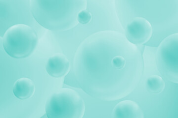 Fototapete - Soft gradient abstract spheres background in pale aqua blue with overlapping curves and light effects for modern decor art. 3D rendering. Calm atmosphere abstract pattern.