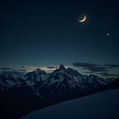 Wall Mural - moon over the mountains