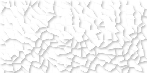 Poster - beautiful white crystallized polygon background. abstract light white stone tile pattern with shadow