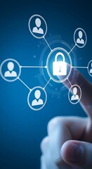 Poster - Digital security concept of safeguarding network users' data with a padlock symbol.