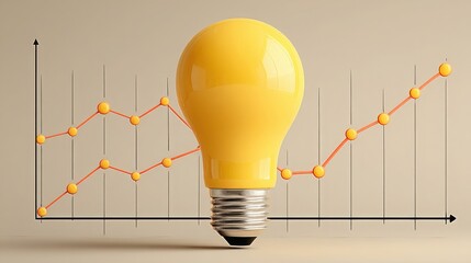 Poster - Light bulb with graph chart illustrating the process of generating insights through real-time data analysis for growth