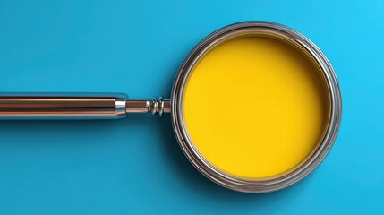 Aufkleber - Yellow paint in metal pan highlighting valuable insights in iconic concept of spotlighting creative discoveries
