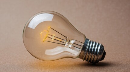 Poster - A bright light bulb positioned on a table symbolizing creativity, innovation, and effective solutions for modern challenges