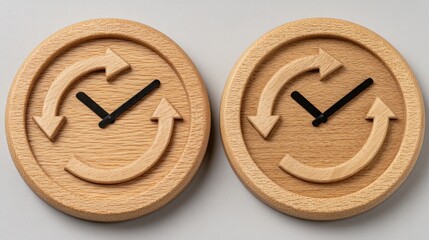 Poster - A wooden clock emphasizing the concept of time management and the importance of implementing changes in workflow