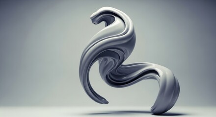 Abstract Fluid Sculpture Curving Smoothly on Light Background