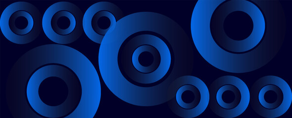 Poster - a blue background with circles of different sizes and colors. the circles are arranged in a way that
