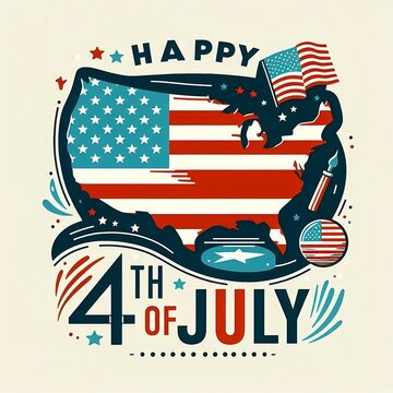 American flag. Happy Independence Day. Colorful fireworks. Fourth of July., created with generative ai