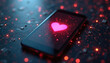© Vadym - Illustration of online dating scam with smartphone on digital circuit board. Heart symbol glows on screen. Cybersecurity concept, identity theft. Data protection, fraud prevention, love in digital