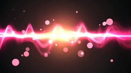 Poster - Abstract digital wave with glowing pink particles