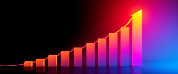 Poster - Abstract gradient depicting upward trending bar graph symbolizing management growth,  clean,  background