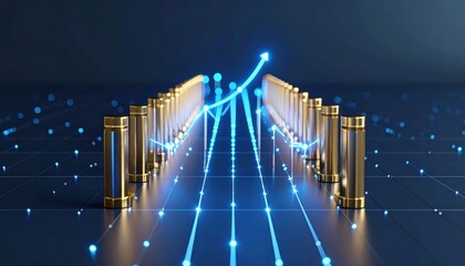 Poster - Golden Columns And Blue Light Pathway With Growth Chart