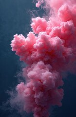 Aufkleber - Abstract pink smoke pattern against dark background. Artistic dynamic explosion of pink smoke, cloudiness, mist, fog. Vertical template for design, decoration. Creative smoke art for modern design.