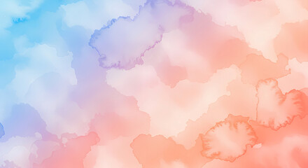 Aufkleber - Pastel Watercolor Background Texture with Soft Blue Pink Orange Hues for Design Projects
