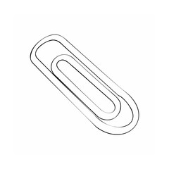 Leinwandbilder - Simple black and white outline illustration of a paperclip stationery accessory