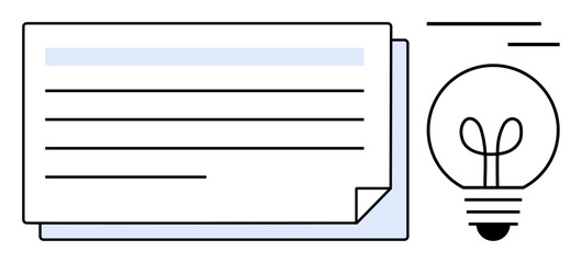 Poster - stacked paper with horizontal lines paired with light bulb icon suggesting innovation, planning, or 