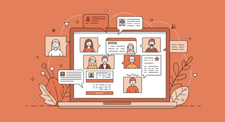 Online shopping and internet technology business concept with computer network web icons