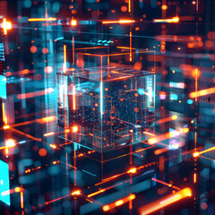 Fototapete - Exploring futuristic digital landscapes in 3d visualizations abstract art high-tech environment