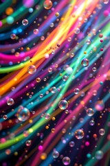 Poster - vibrant light streaks with floating spheres