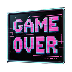 Poster - Retro game over screen pixel art design for arcade gaming and vintage technology enthusiasts and gamers
