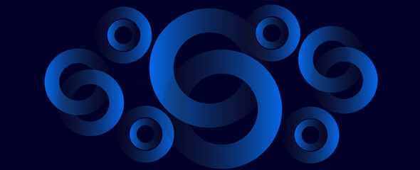 Poster - a blue background with circles of different sizes and colors. the circles are arranged in a way that