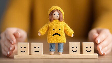 Poster - Doll with a sad face representing the management of tension and conflict resolution while progressing forward