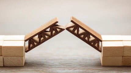 Poster - Two wooden blocks on a white background symbolizing scalable revenue path in modular income bridge concept