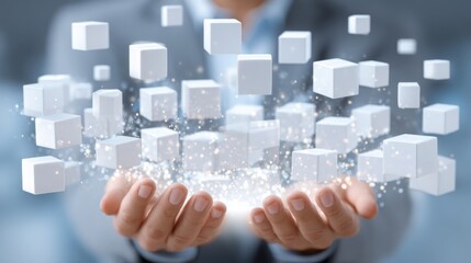 Aufkleber - Individual holding a simple white cube symbolizing intentional action and purposeful decision making in daily life