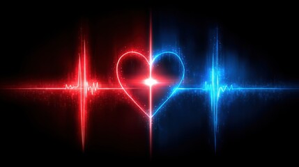 Poster - Heart with a pulsating heartbeat illustrating emotional dynamics and tracking sentiments in neural network analysis