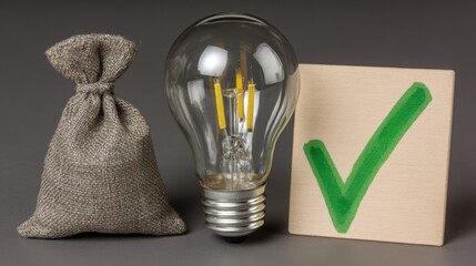 Poster - A light bulb next to a bag of money symbolizing the outcome engine concept of transforming ideas into tangible value
