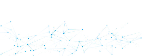 Aufkleber - Abstract white blue digital technology futuristic communication high tech concept background. Technology dots lines connect network background.	
