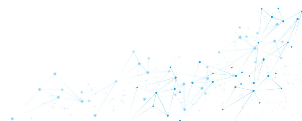 Aufkleber - Abstract white blue digital technology futuristic communication high tech concept background. Technology dots lines connect network background.	
