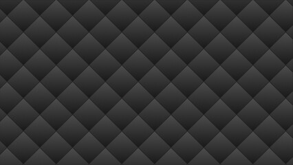 Seamless dark quilted diamond pattern with padded texture and subtle gradients, perfect for luxury backgrounds, modern upholstery designs, digital wallpapers, and elegant graphic projects