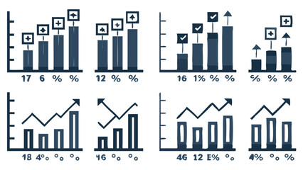 Poster - Data Visualization Financial Analysis Graph Charts Business Trend Illustration Marketing Report Bar Growth Percentages