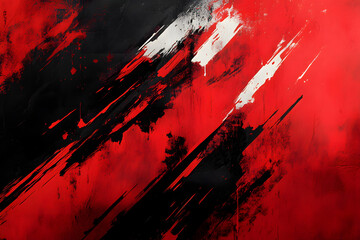 Poster - Striking red and black digital composition with artistic strokes