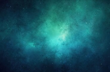 Aufkleber - Illustration vast cosmic background. Deep blue, vibrant green hues with scattered stars create celestial atmosphere. Universe, cosmos, space theme. Suitable for digital art, wallpapers, science,