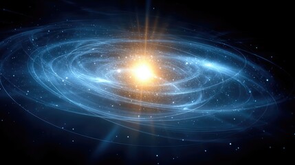 Poster - Artistic Representation of Solar System as an Atom With Planets Orbiting Through Time Streams