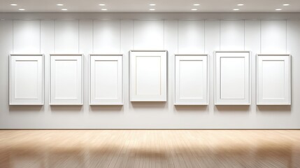 Aufkleber - Clean Gallery Wall in Modern Flat Showcasing Blank Frames Against Bright Space With Wooden Floor