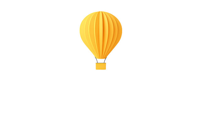 A digitally rendered yellow hot air balloon with a basket  in a studio shot isolated on transparent background
