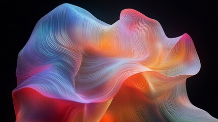 Fototapete - Abstract colorful flowing lines, vibrant hues, dynamic curves, smooth texture, 3D render, digital art.