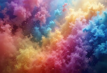 Poster - Colorful cosmic cloud formation showcasing vibrant hues in a dreamy celestial expanse