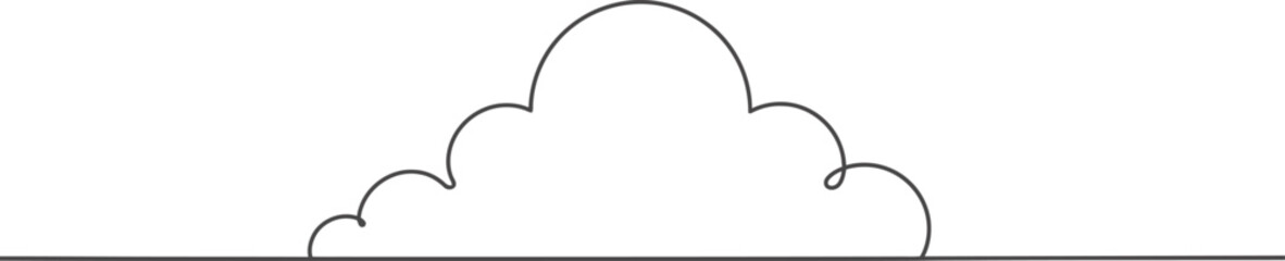 Poster - Thin line cloud outline on horizon. Simple weather, sky symbol, minimalist graphic element, modern design aesthetic. AI Generative

